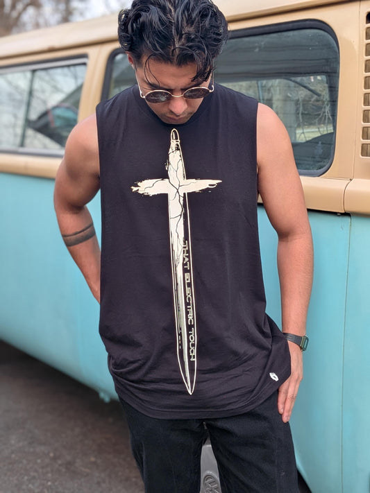 Reflective Cross Handle Sword Graphic Shirt