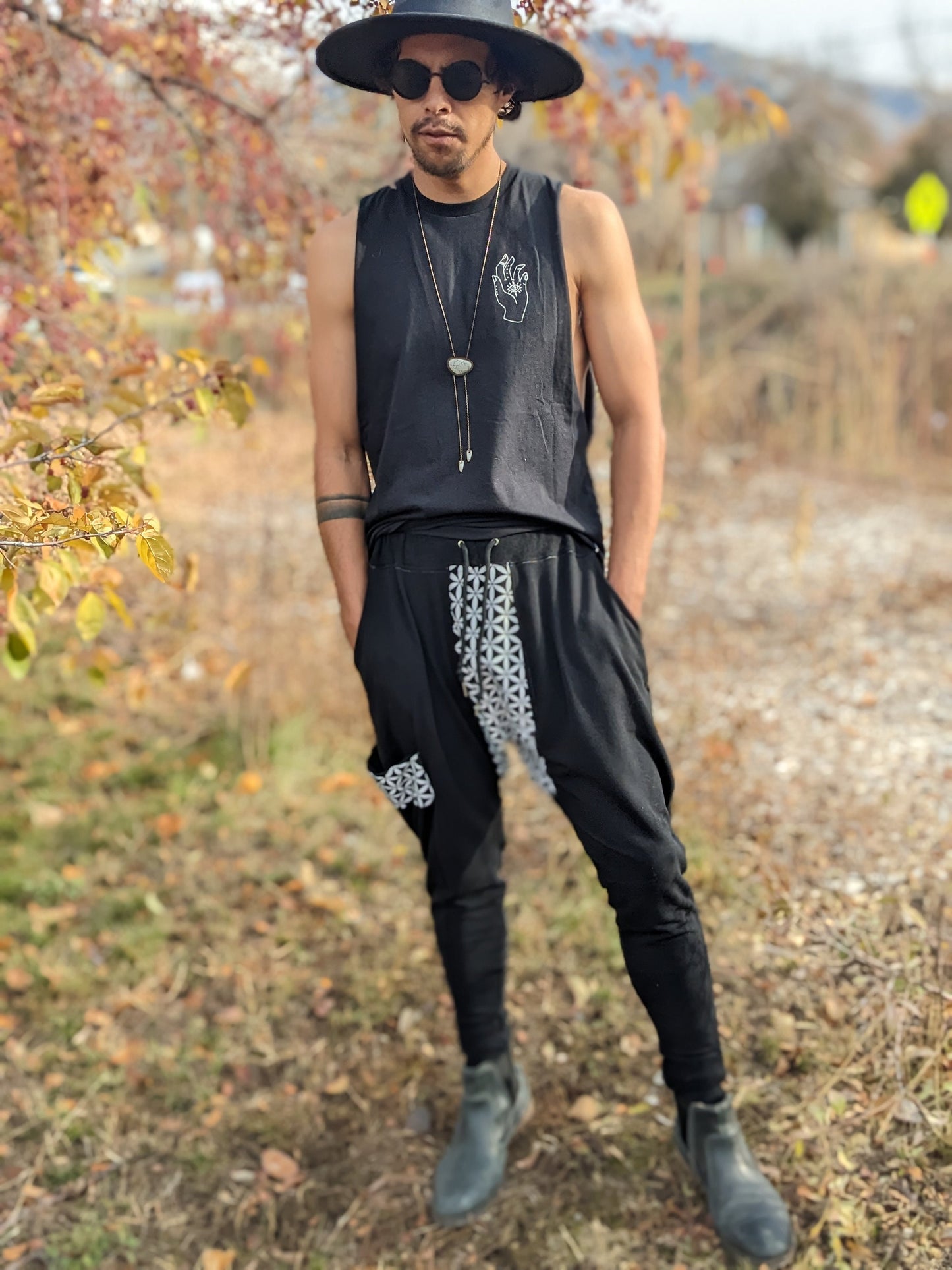 Reflective Seed of Life Harem Pants