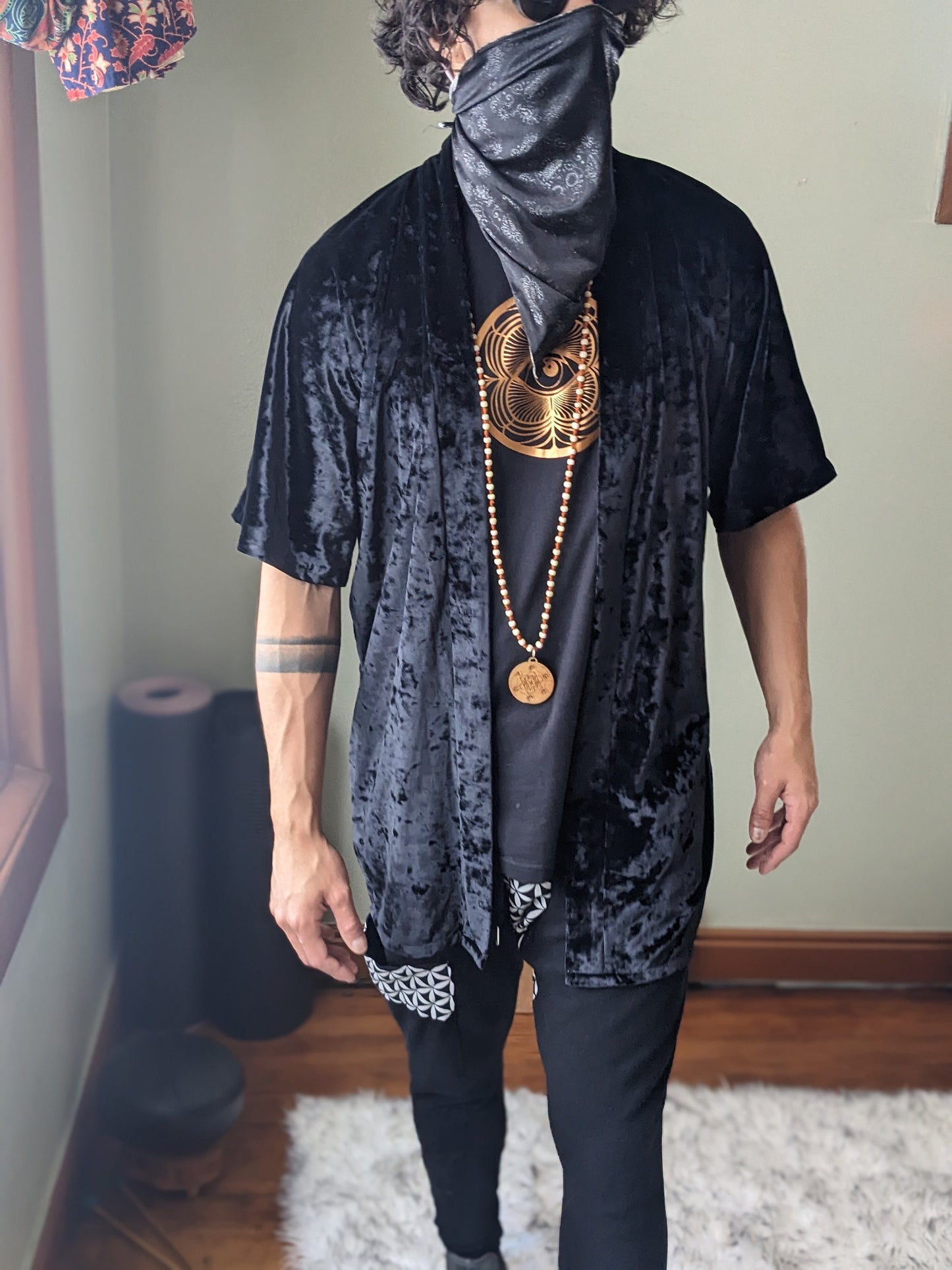 Reflective Moon Phase Velvet Kimono