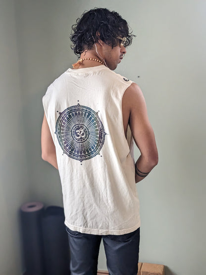 Reflective Om Graphic Cut Off Shirt