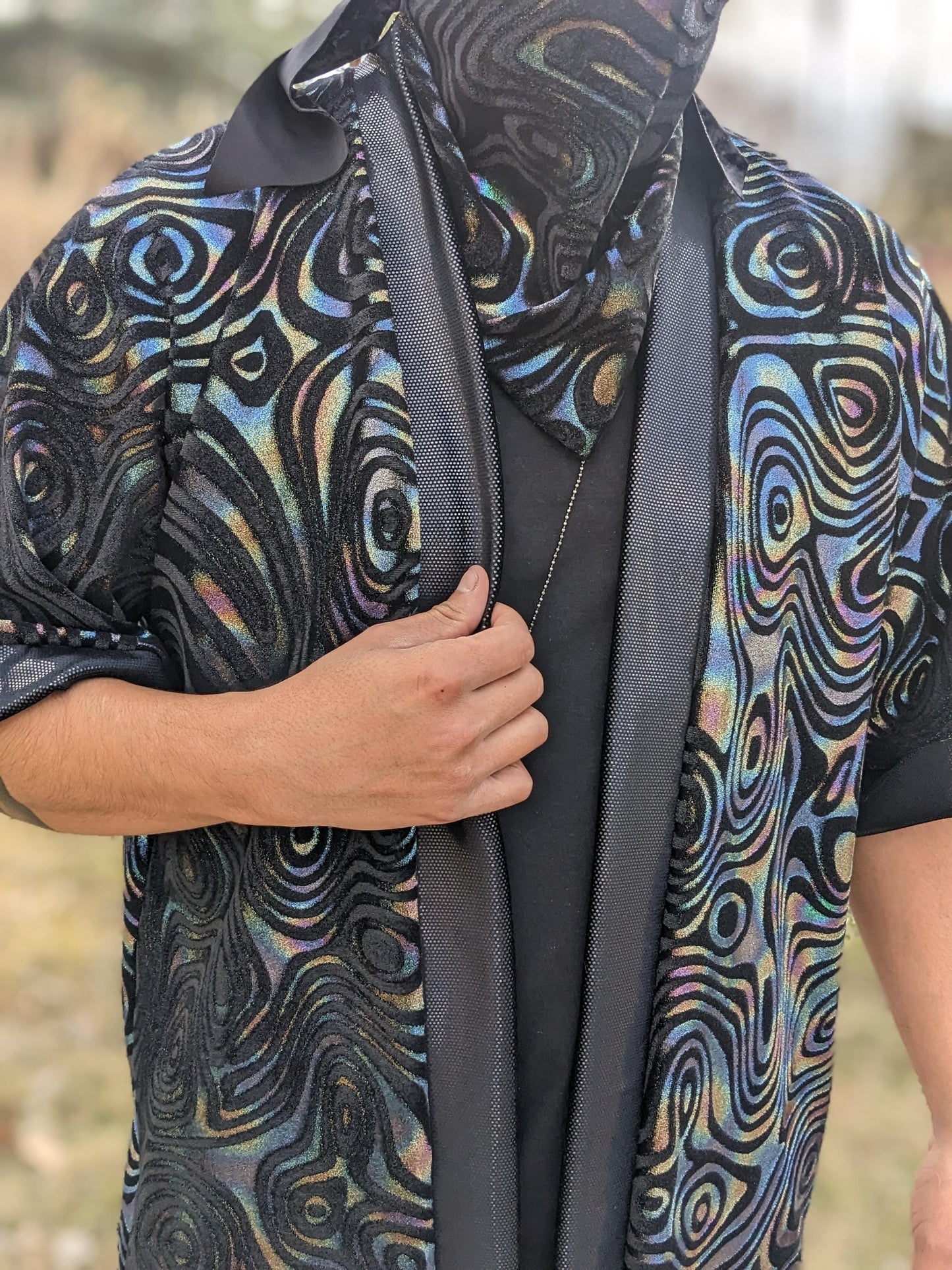 Holographic Swirl Velvet Kimono