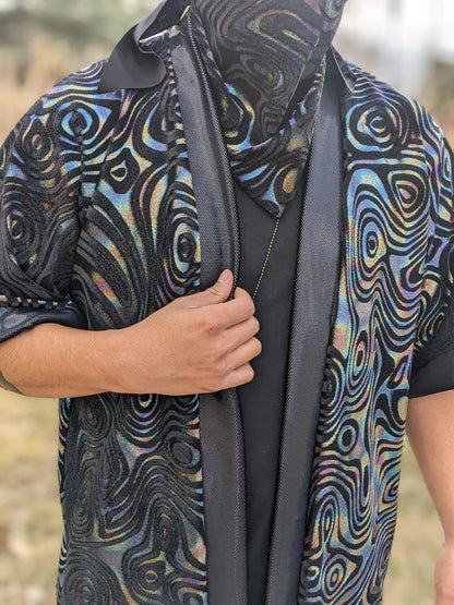 Holographic Swirl Velvet Kimono