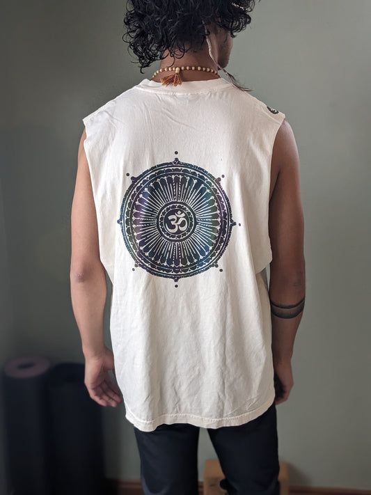 Reflective Om Graphic Cut Off Shirt