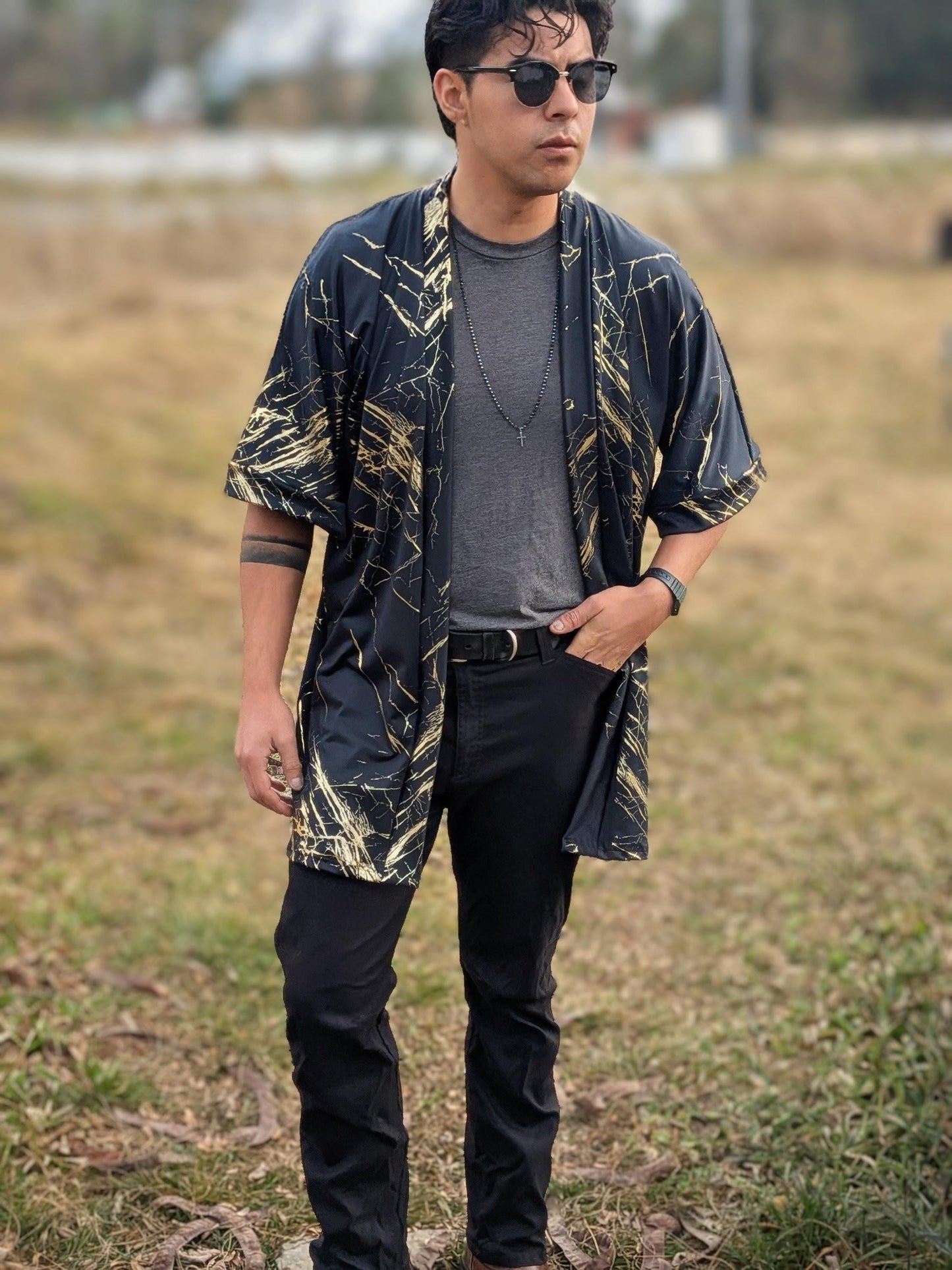 Black Quartz Marble Kimono: