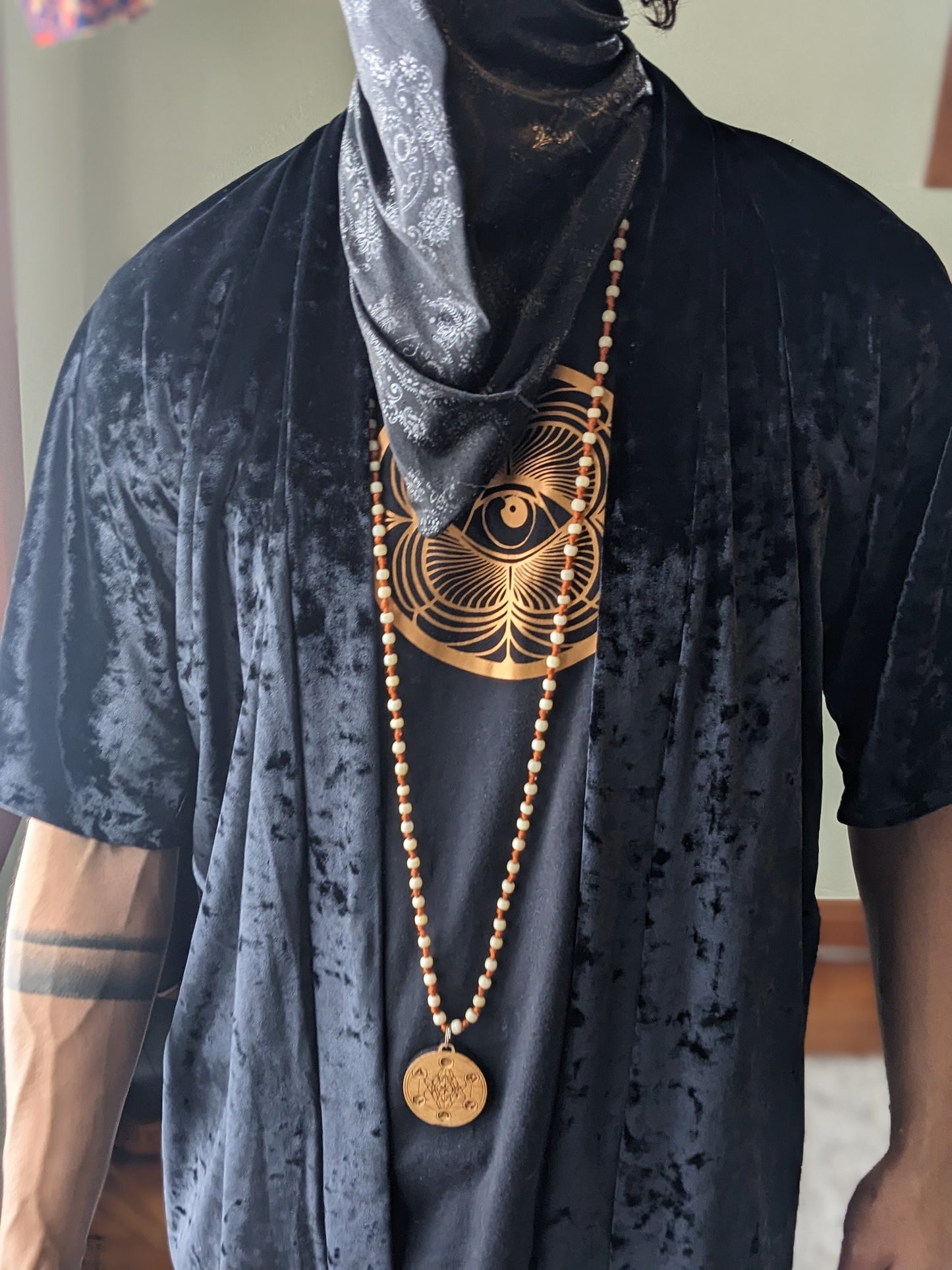 Reflective Moon Phase Velvet Kimono