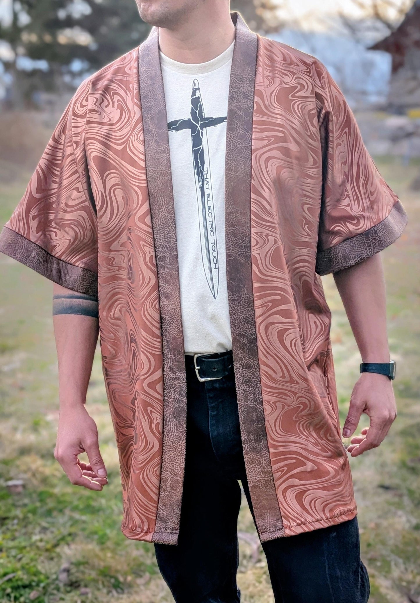Copper Psychedelic Kimono Jacket