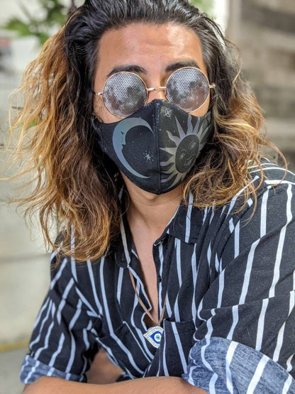 Reflective Moon & Sun Face Mask - Rave Festival Fashion