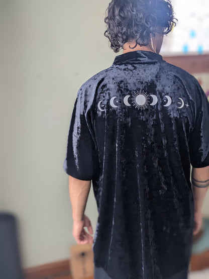 Reflective Moon Phase Velvet Kimono