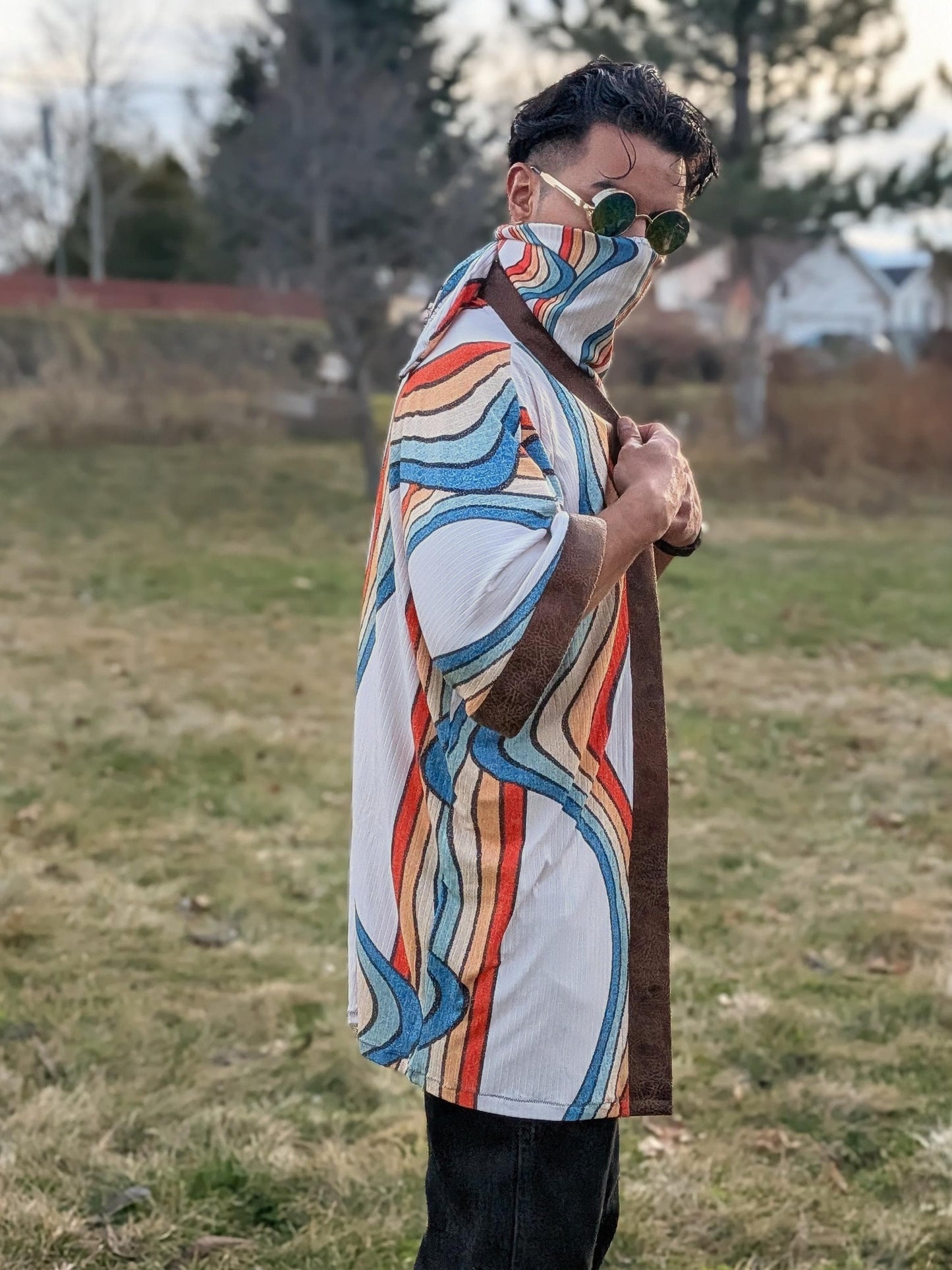 Retro Rainbow Stripe  Kimono