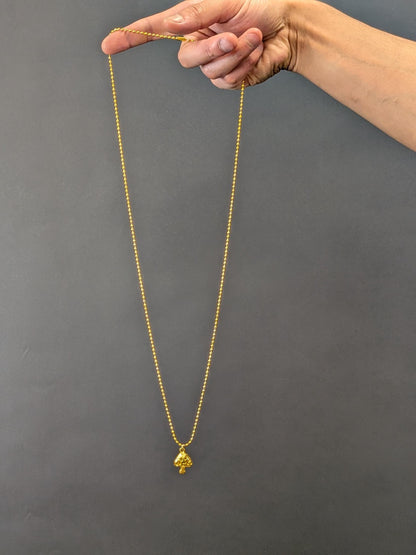 Brass Mushroom Pendant Necklace: Ball Chain