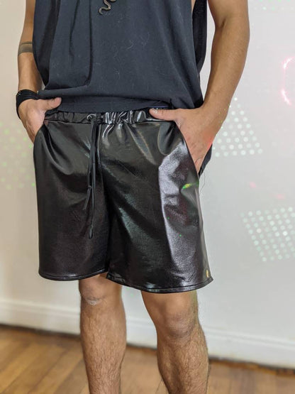 Faux Leather Men's Shorts