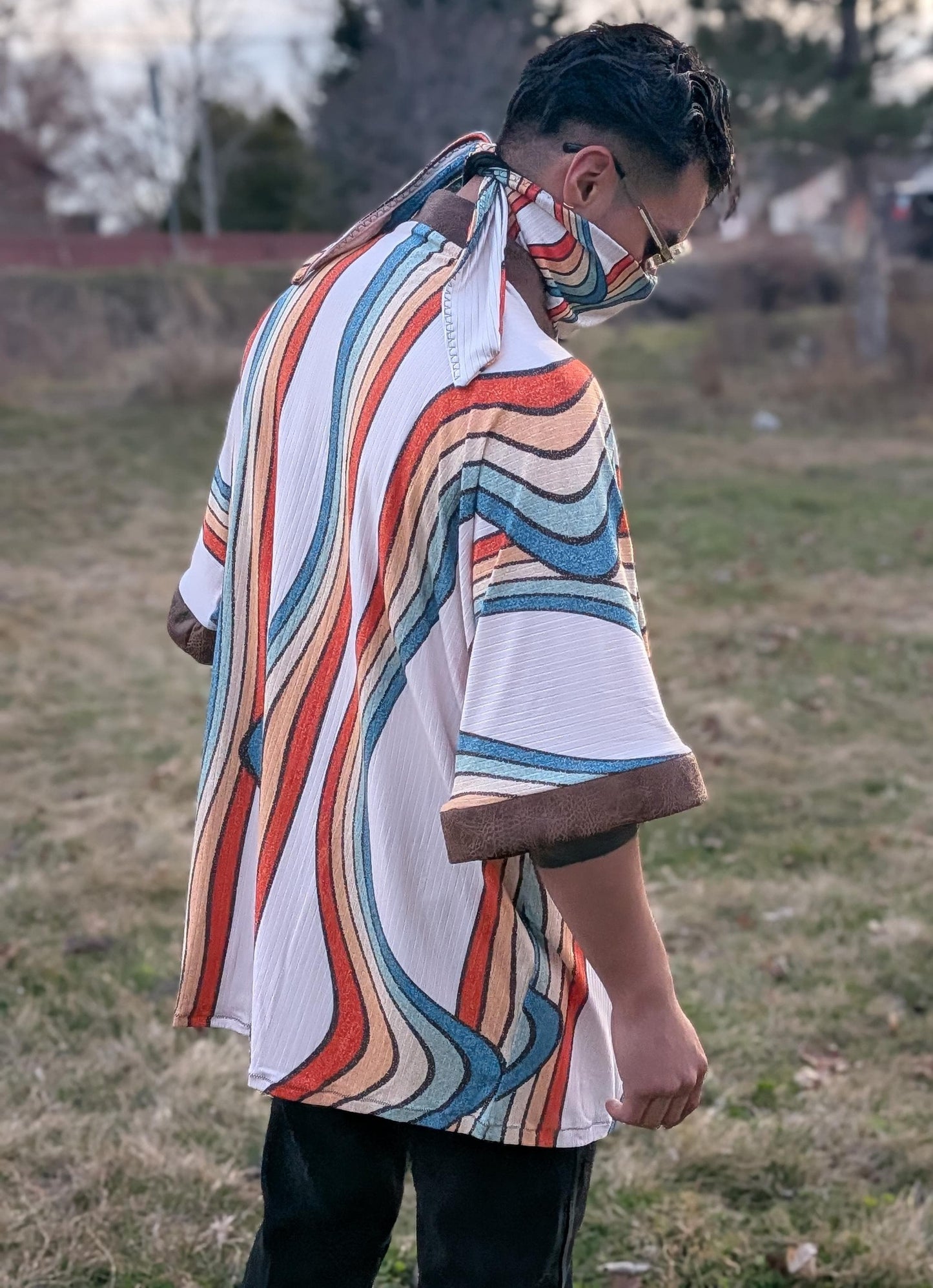 Retro Rainbow Stripe  Kimono
