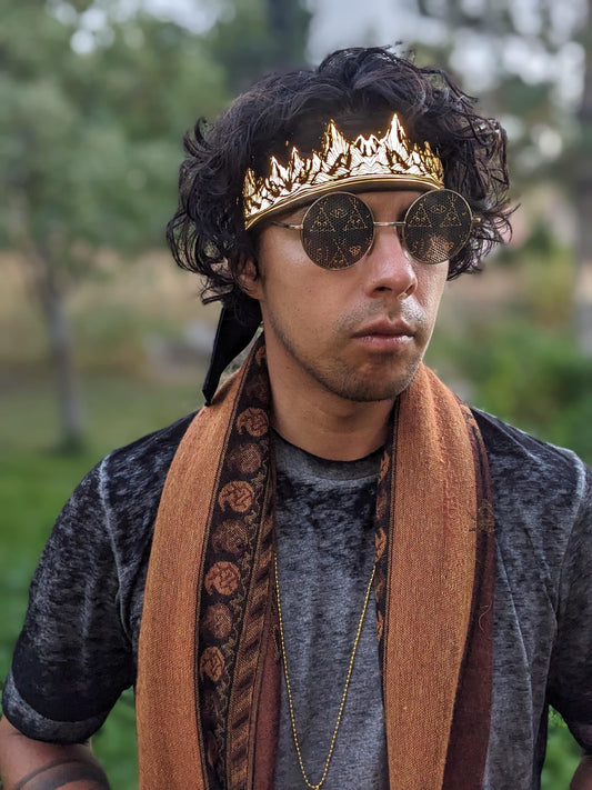 Reflective Mountains Rave Headband: Psychedelic Holographic Design