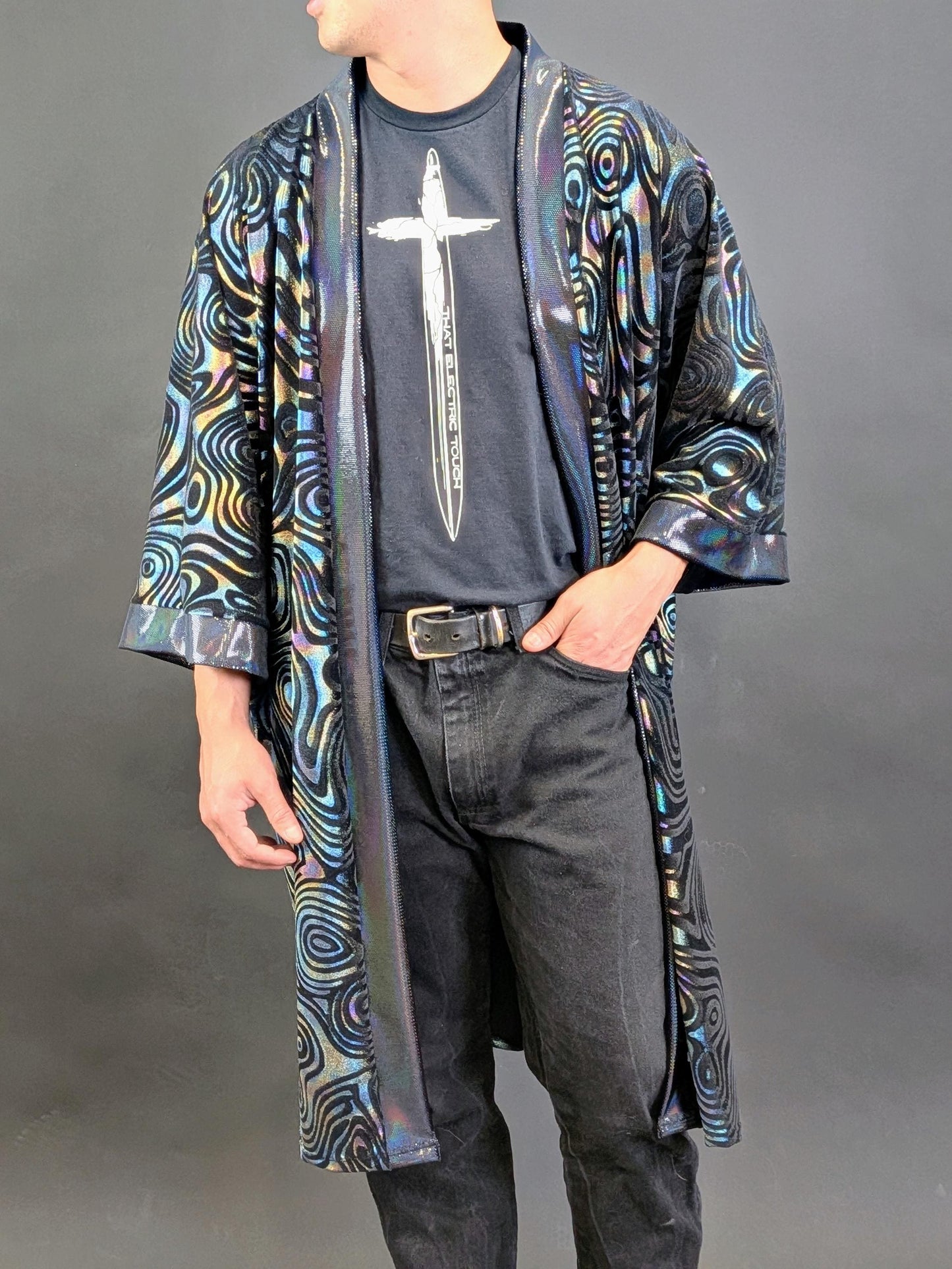 Holographic Velvet Mid Length Kimono
