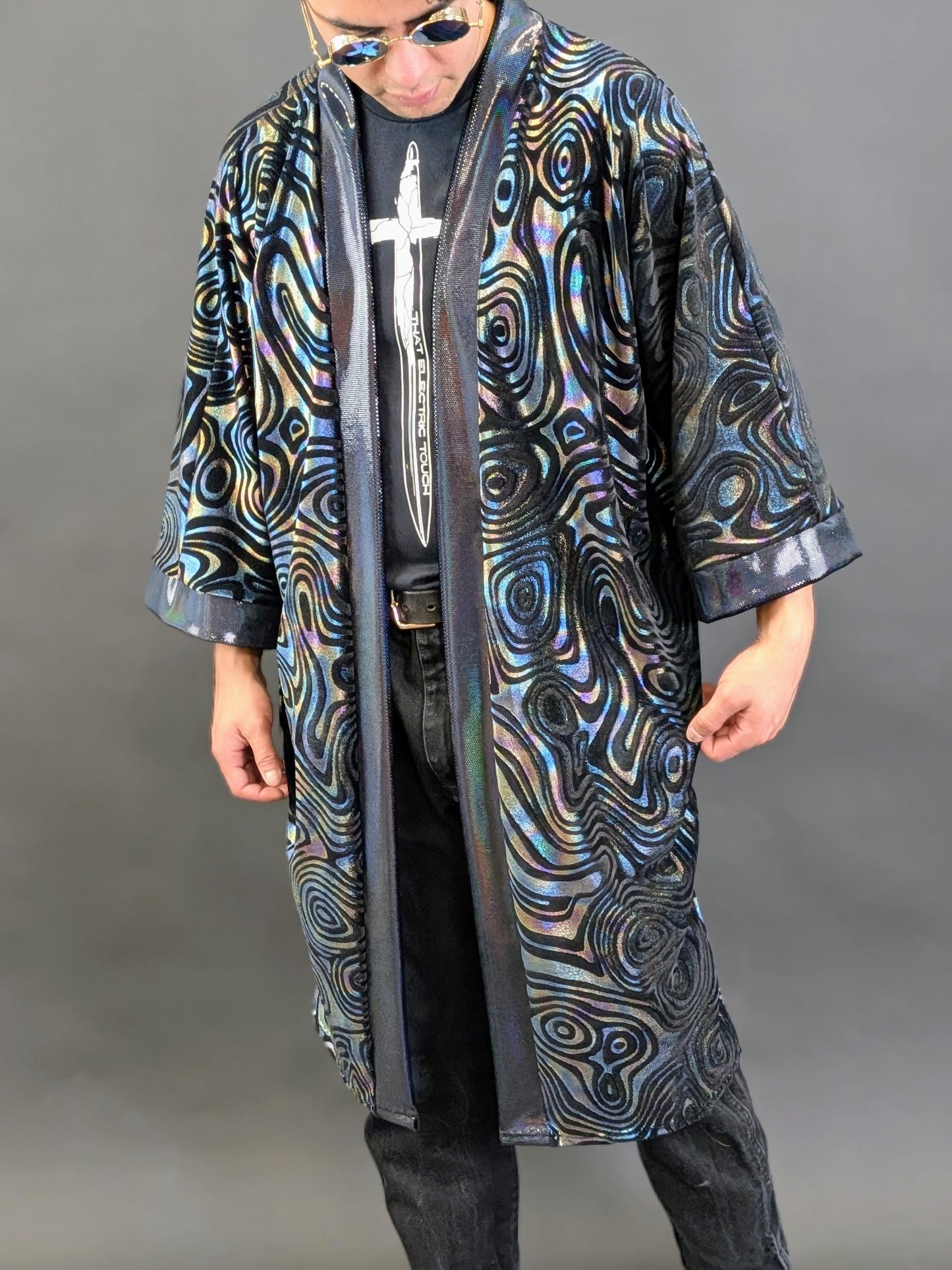 Holographic Velvet Mid Length Kimono