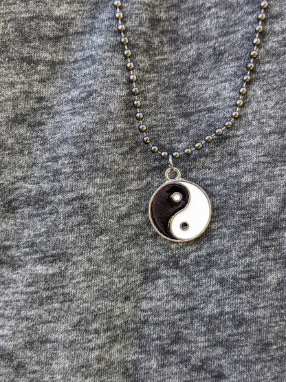Handmade Yin Yang Pendant Necklace: Brass Charm Ball Chain