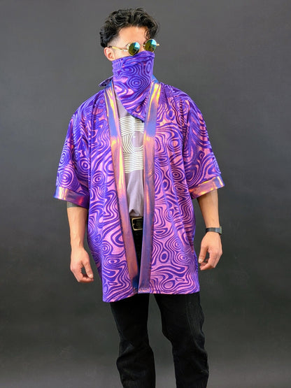 Purple Holographic Velvet Kimono