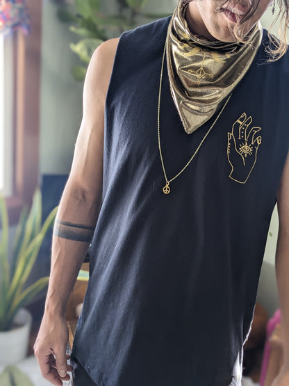 Yin Yang Graphic Cut Off Shirt