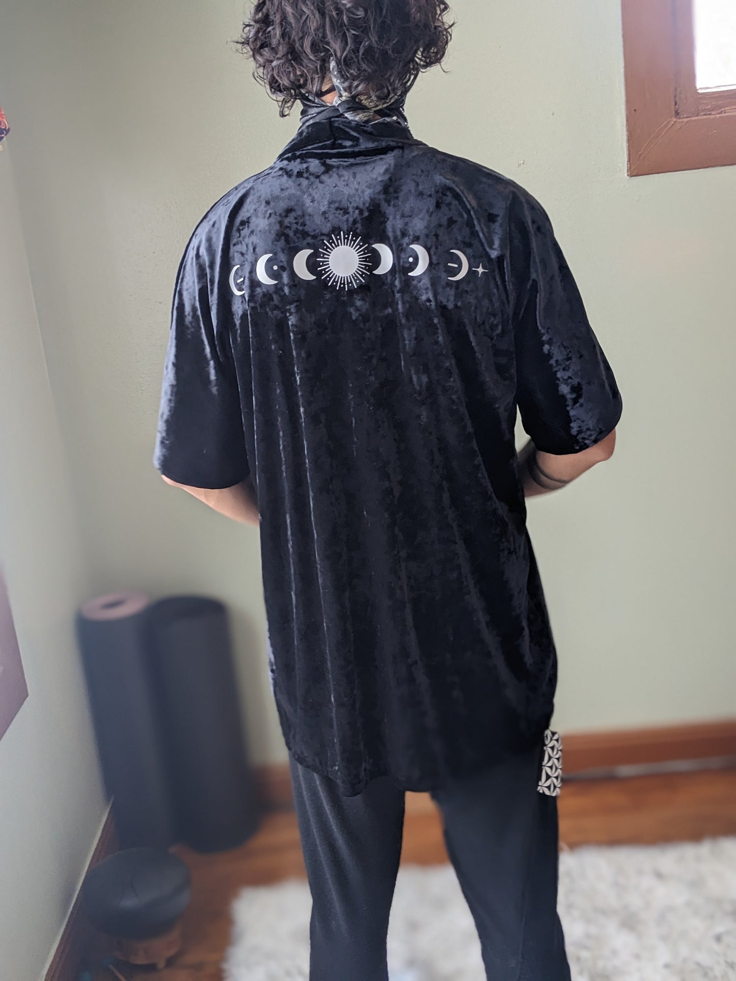 Reflective Moon Phase Velvet Kimono