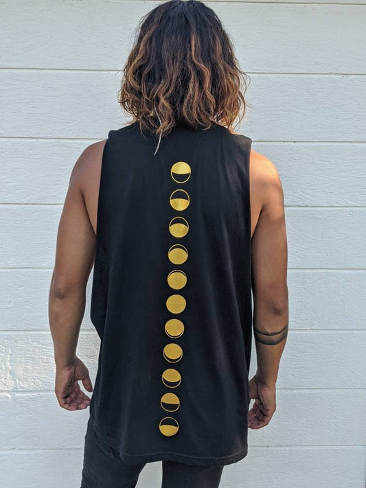 Moon Phase Graphic Cut Off Shirt