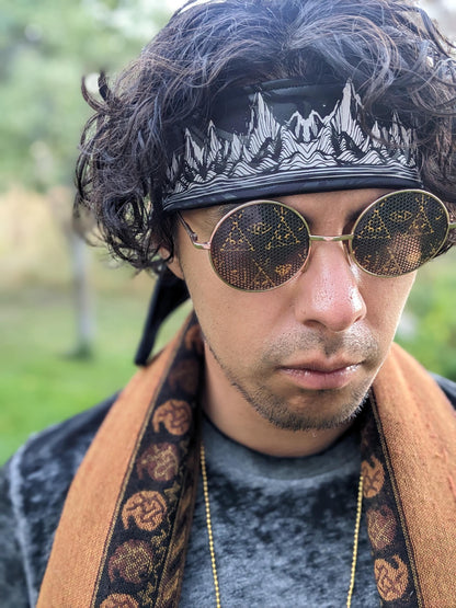 Reflective Mountains Rave Headband: Psychedelic Holographic Design