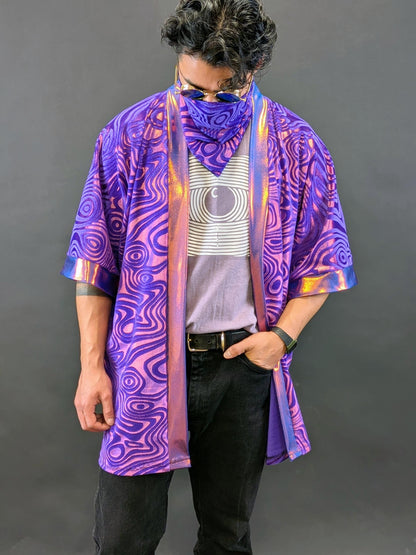Purple Holographic Velvet Kimono