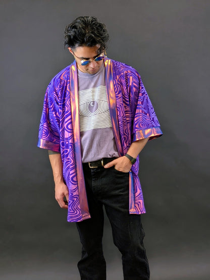 Purple Holographic Velvet Kimono