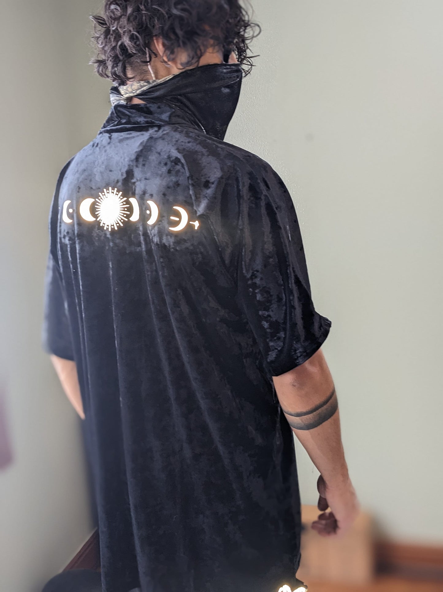 Reflective Moon Phase Velvet Kimono