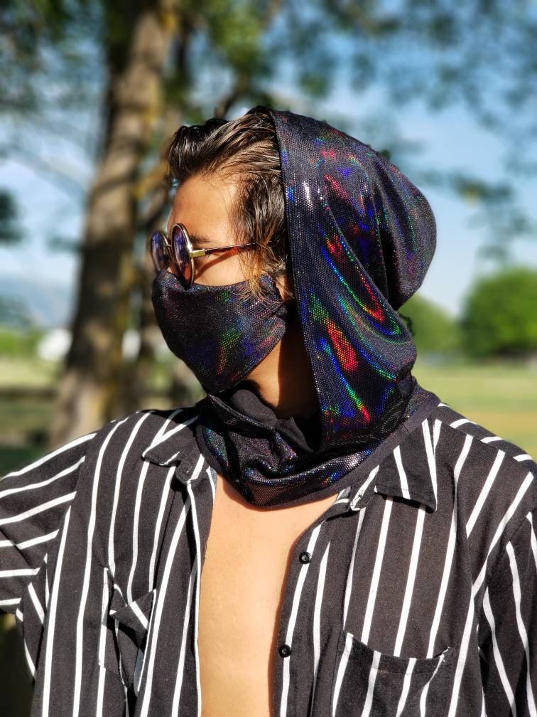 Black Iridescent Hood Scarf