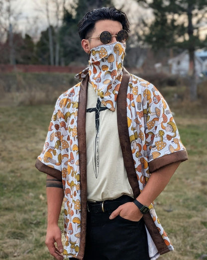 Retro Golden Velvet Mushroom Kimono