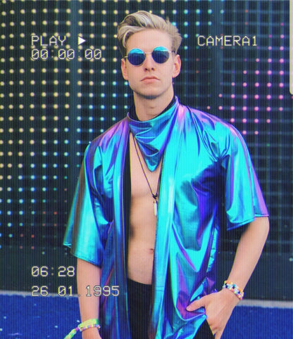 Electric Blue Holographic Kimono