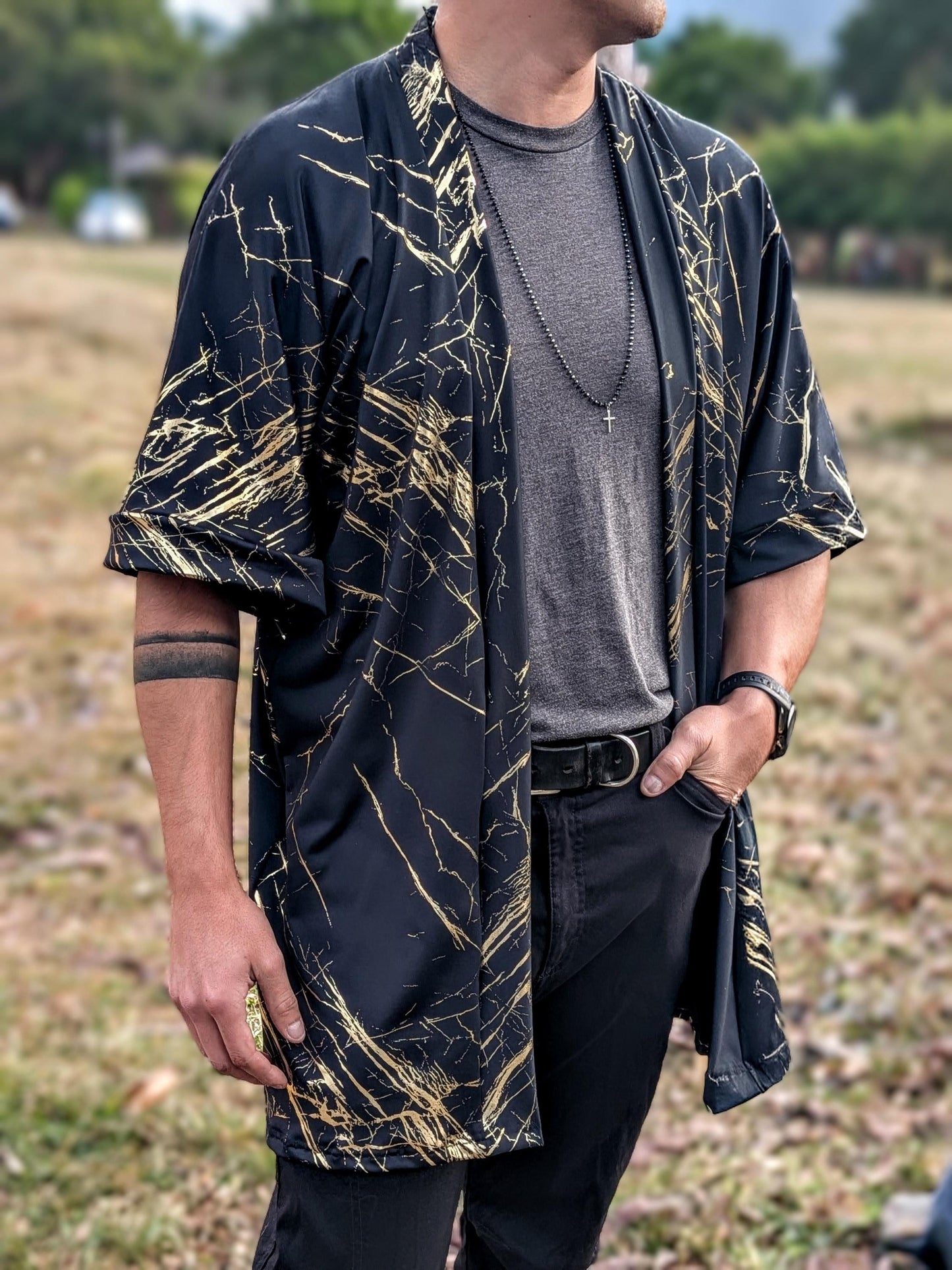 Black Quartz Marble Kimono: