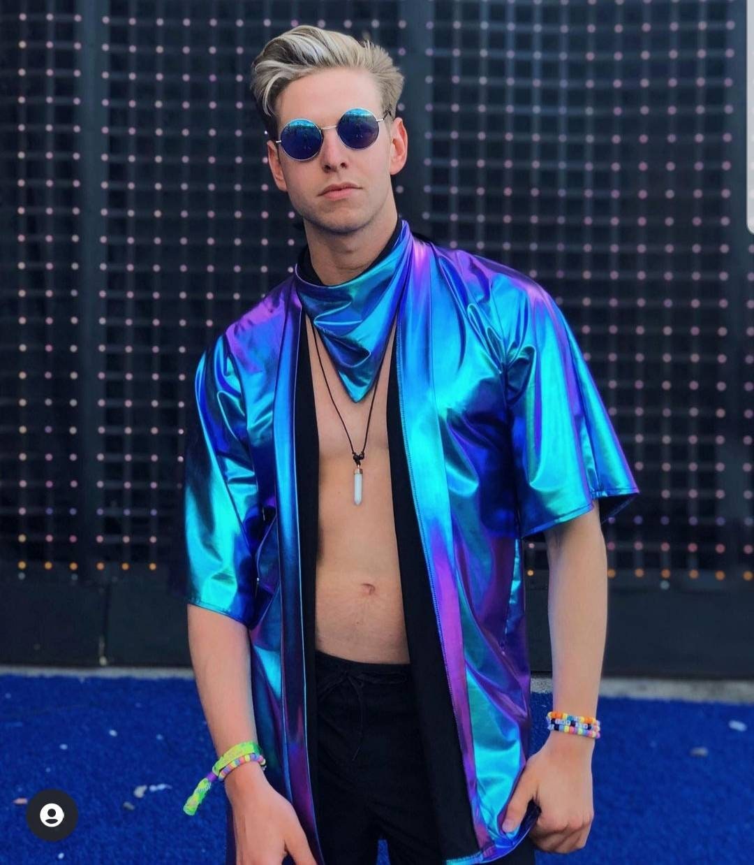 Electric Blue Holographic Kimono