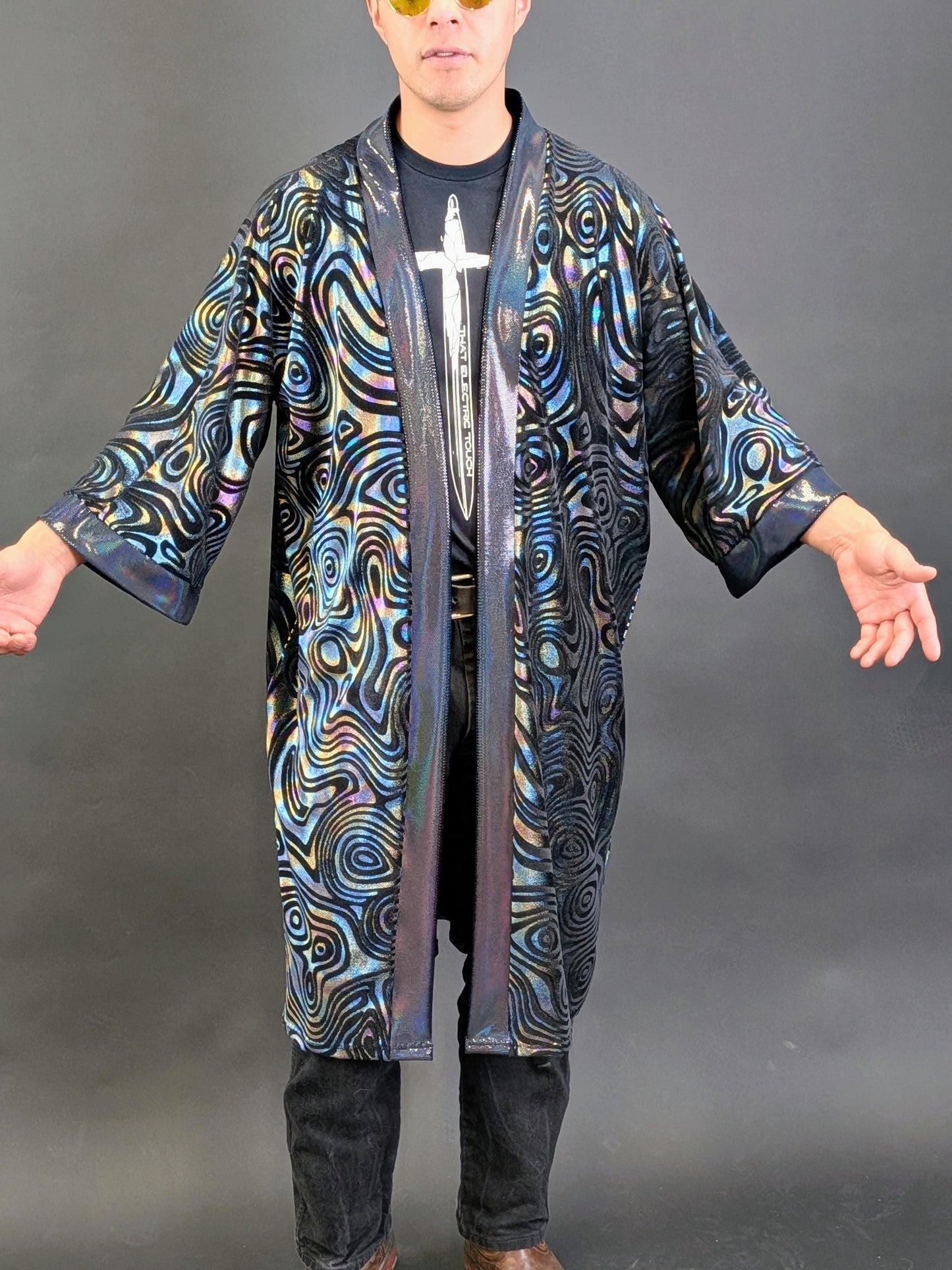 Holographic Velvet Mid Length Kimono