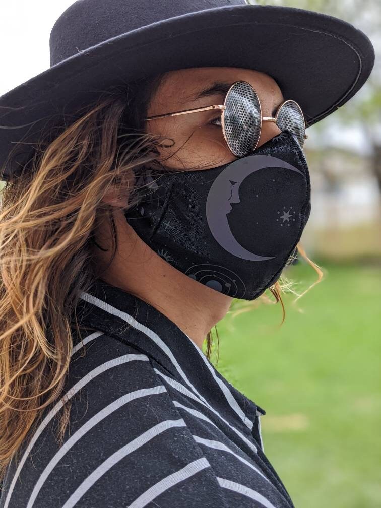 Reflective Moon & Sun Face Mask - Rave Festival Fashion