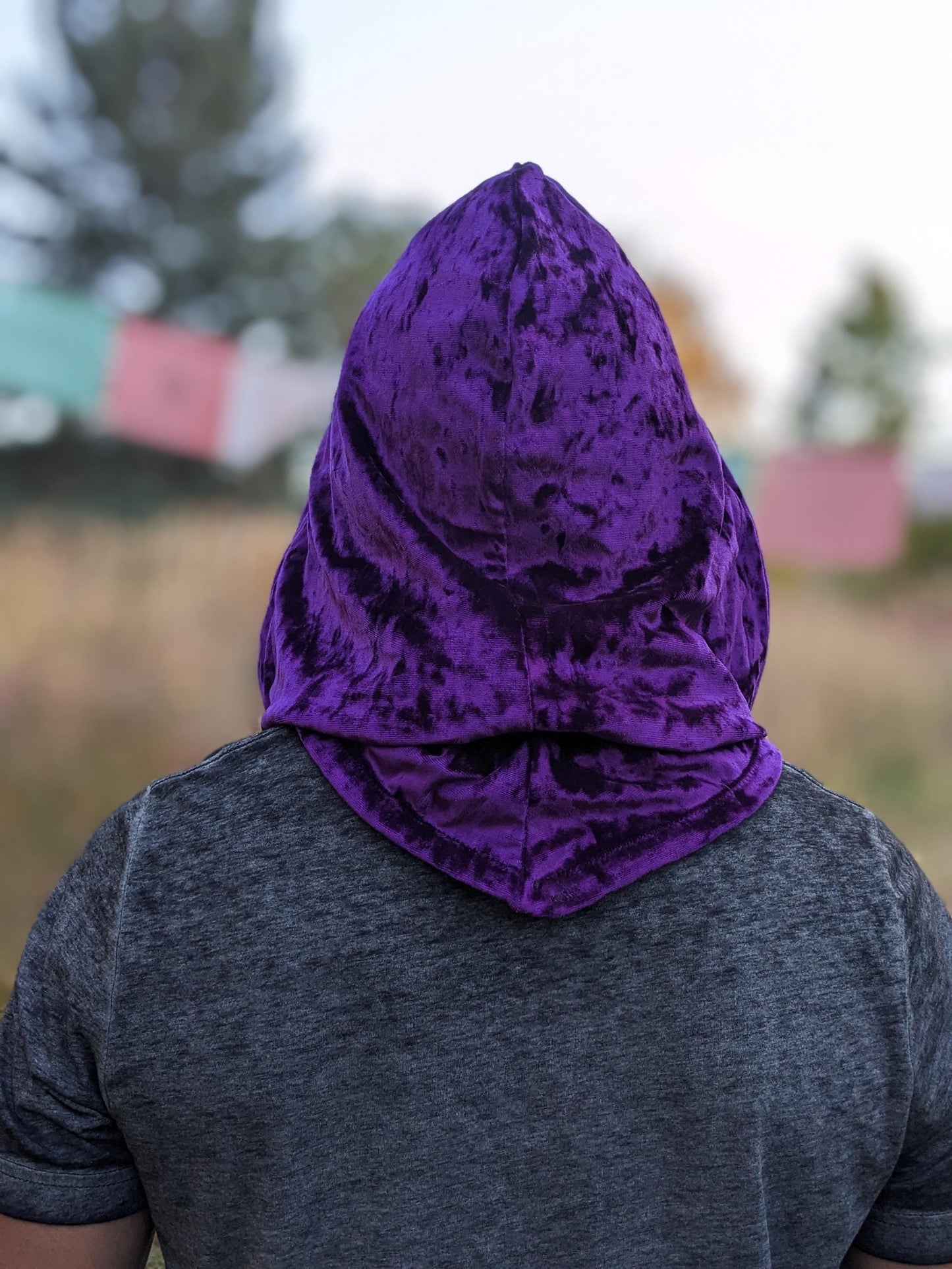 Reversible Velvet Hood with Jacquard Trim
