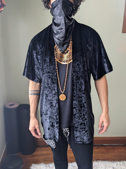 Reflective Moon Phase Velvet Kimono