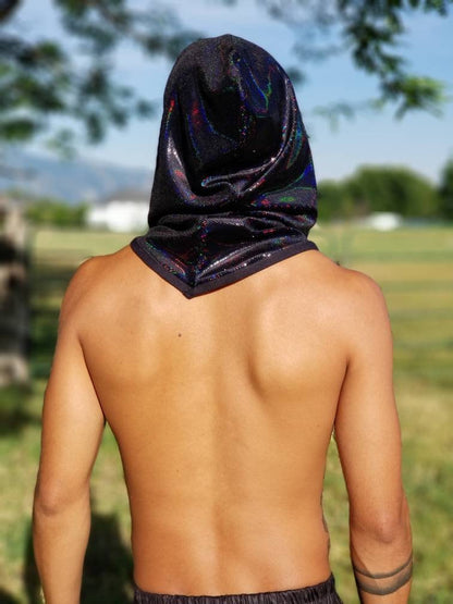 Black Iridescent Hood Scarf