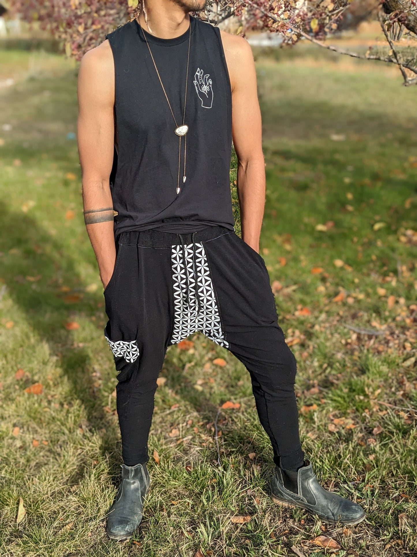 Reflective Seed of Life Harem Pants