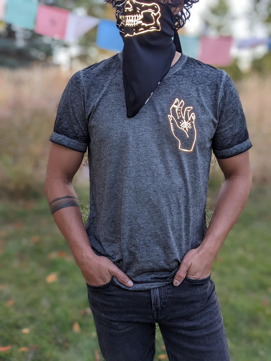 Reflective Hand Graphic Acid Wash T-Shirt