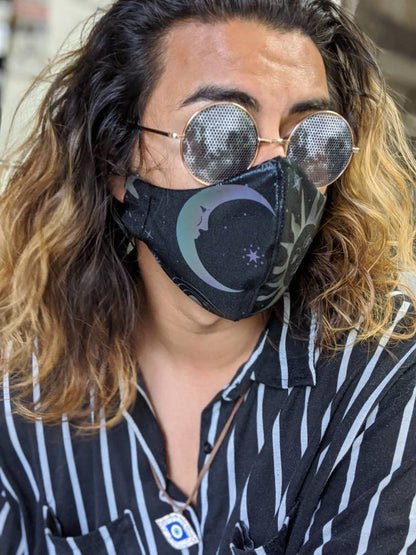 Reflective Moon & Sun Face Mask - Rave Festival Fashion